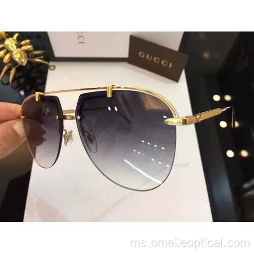 Reka bentuk fesyen Oval Semi-Rimless Sunglasses Untuk Wanita